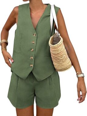 Olive Green Sleeveless Vest